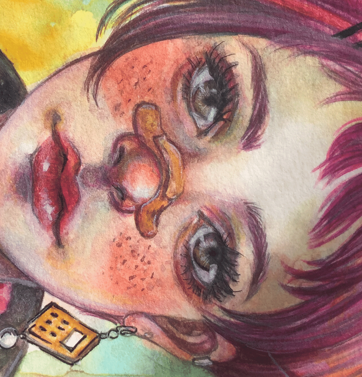 オリジナルイラスト 水彩画 ○pink hair girl ○｜miminko_hemhemn