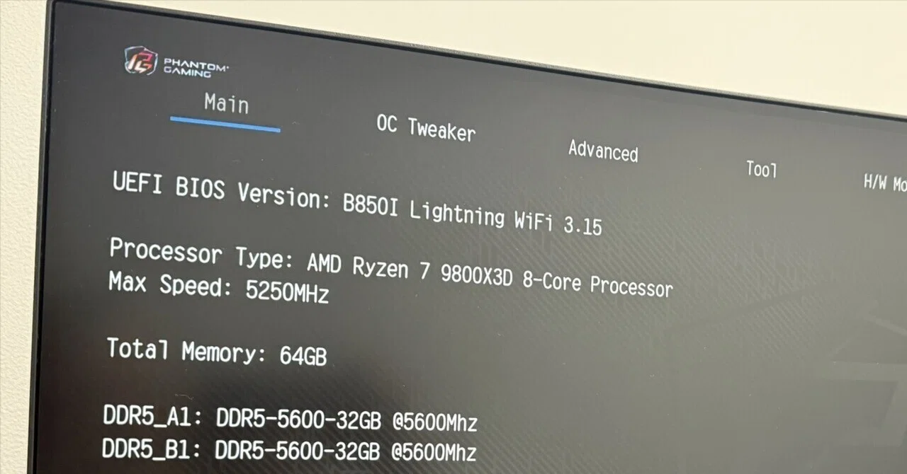 Ryzen 7 9800X3Dマシンを組んだ時のBIOS(UEFI)が表示されないトラブル