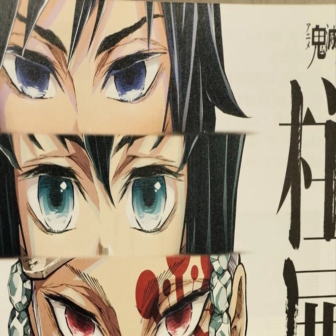 鬼滅の刃　柱展　冨岡義勇　ミラーアート 柱展の義勇さんです。 下書きは目視、本描きはグリッド線模写です
