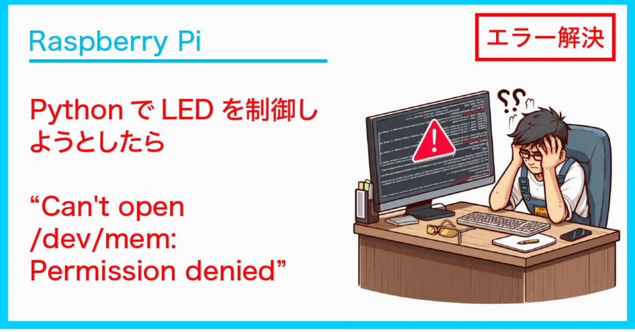 エラー解決】ラズパイのLED制御で“Can't open /dev/mem: Permission