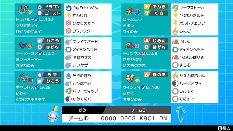 ポケモン剣盾ダブルシーズン１ シーズン中盤使用パーティ がみ Note