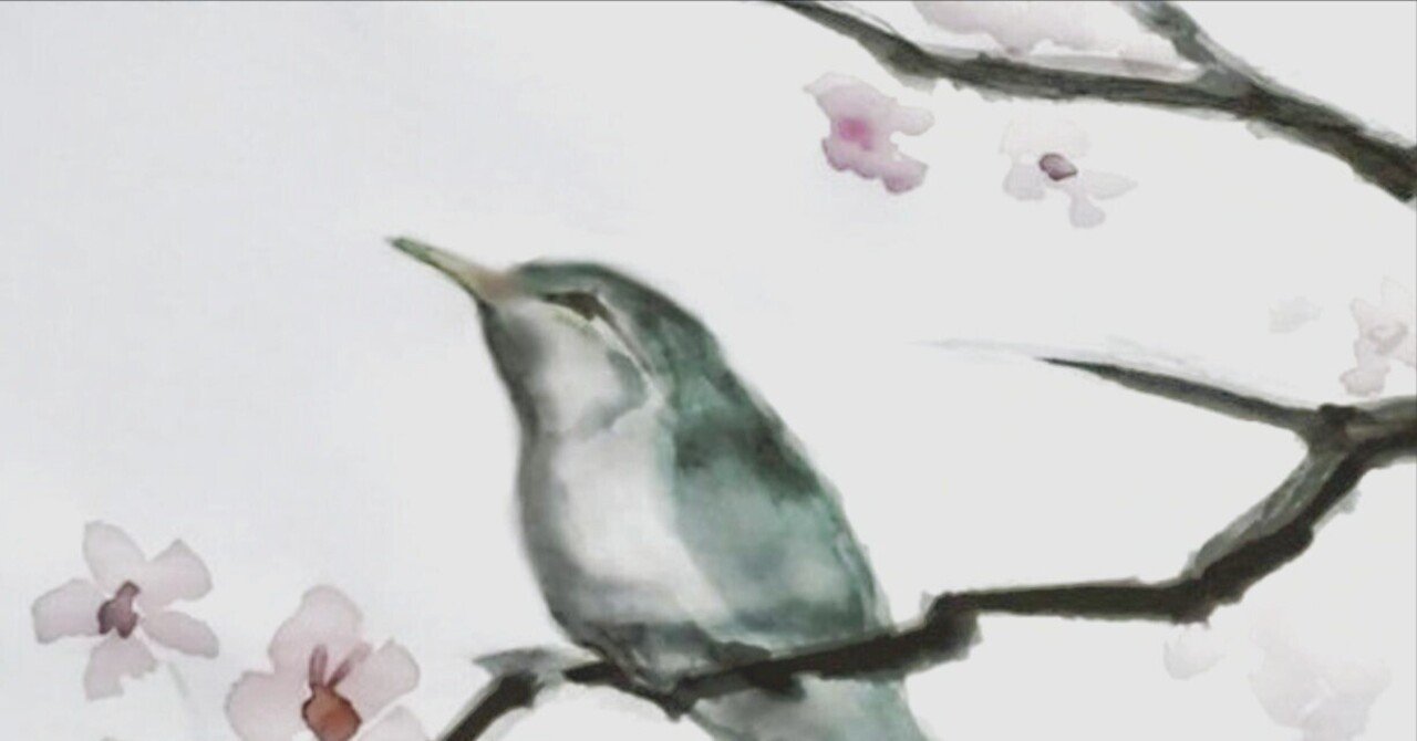 桜に鶯』墨彩画｜せきぞう、