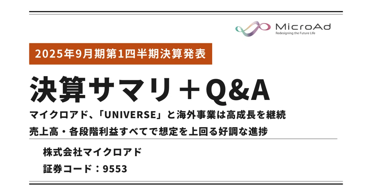 マイクロアド】2025年9月期第1四半期決算サマリ＋Q&A｜マイクロアド IR