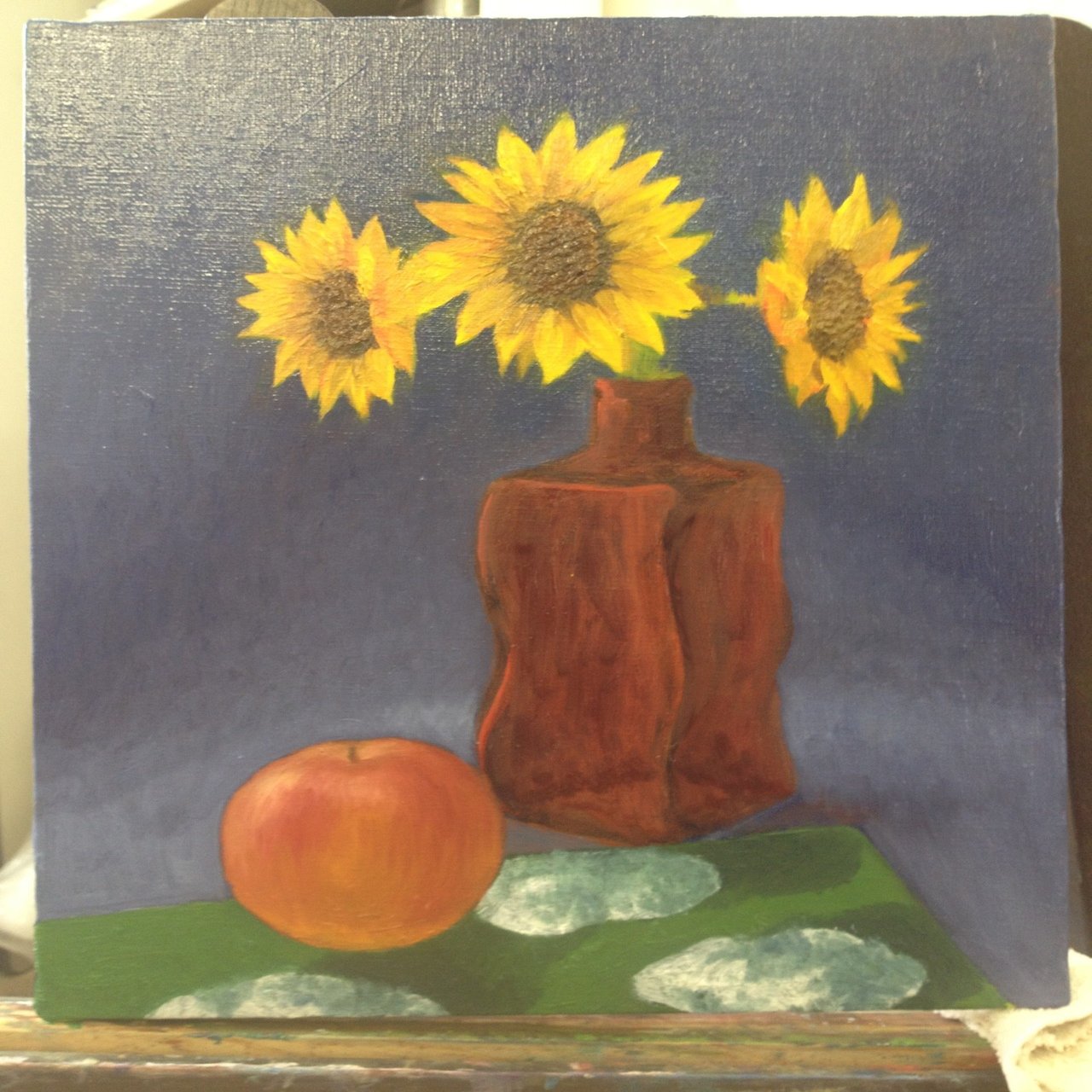 ひまわりの木炭画