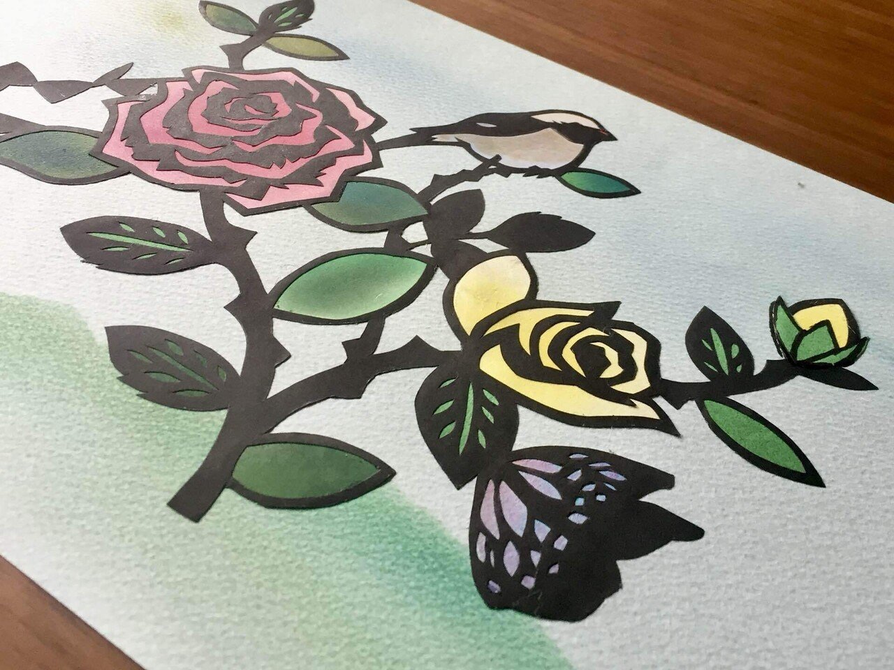 絵　バラ バラ・薔薇(モノクロ)/茨城県の花【都道府県の木・花・鳥
