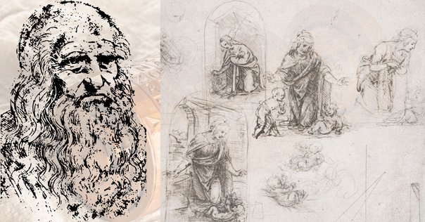 鉛筆画 レオナルド·ダ·ヴィンチ　森への想い　イメージ画 鉛筆画 レオナルド・ダ・ヴィンチ 森への想い イメージ画 - 絵画