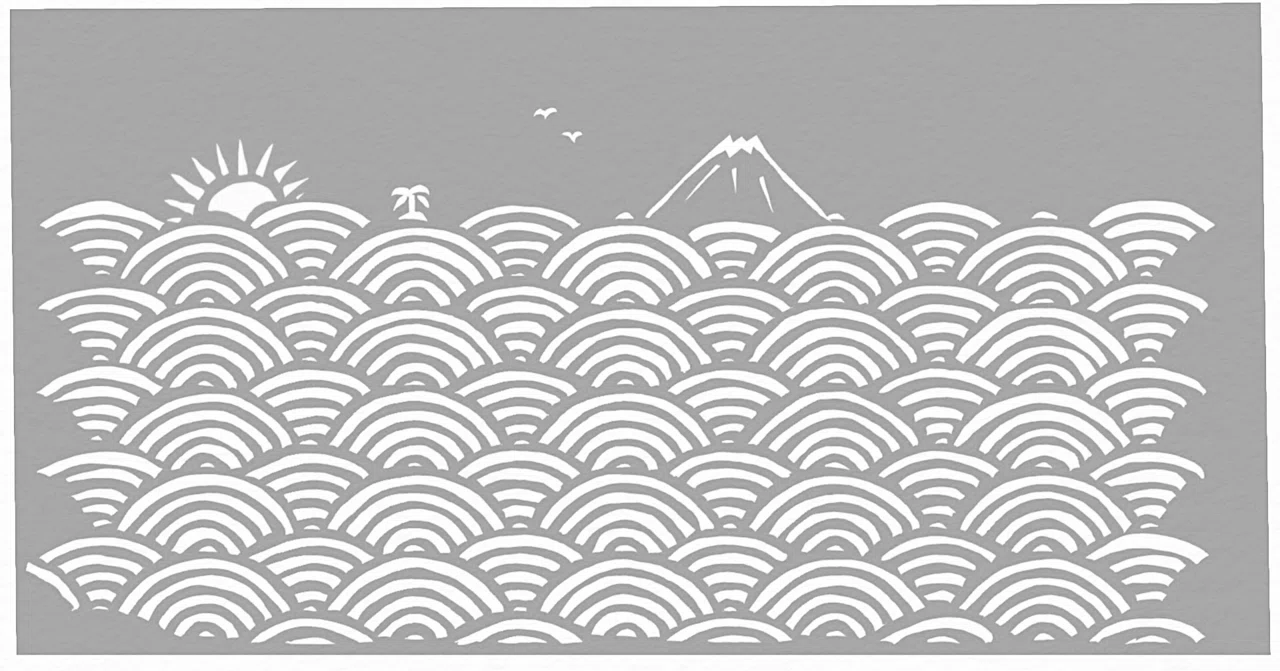 「和柄で遊ぼう」シリーズ 「青海波」 う〜ん🤔|ひとつ葉/イラスト