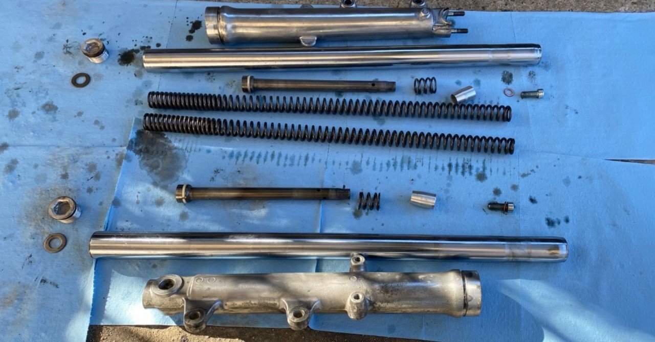 SR400 2型 フロントフォークオーバーホール＆ステムベアリング交換