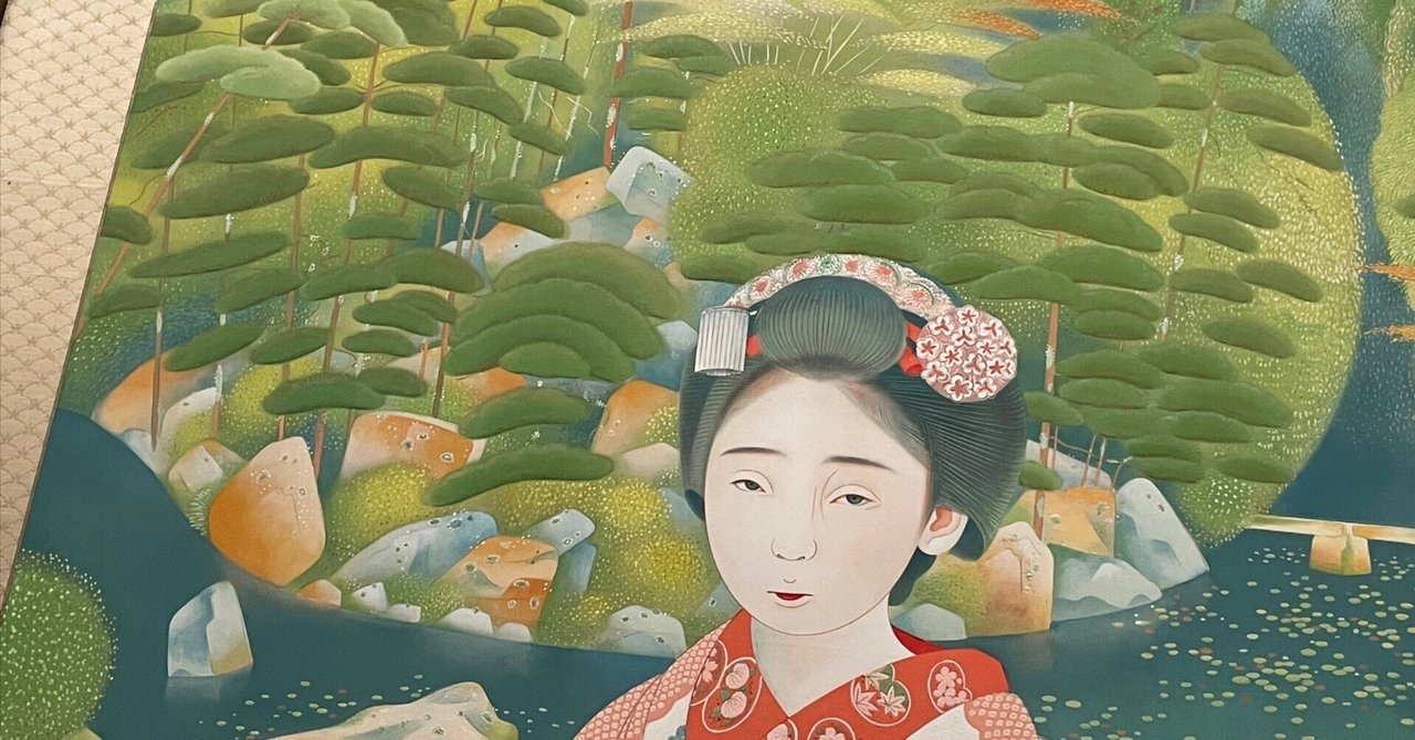 藤井紫水作掛軸「美人画」