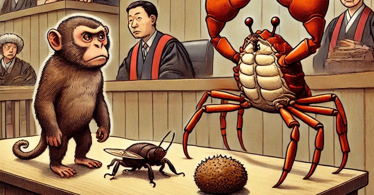 さるかに合戦」を法律で裁く！詐欺・傷害罪で大波乱の裁判！？｜shishinnet