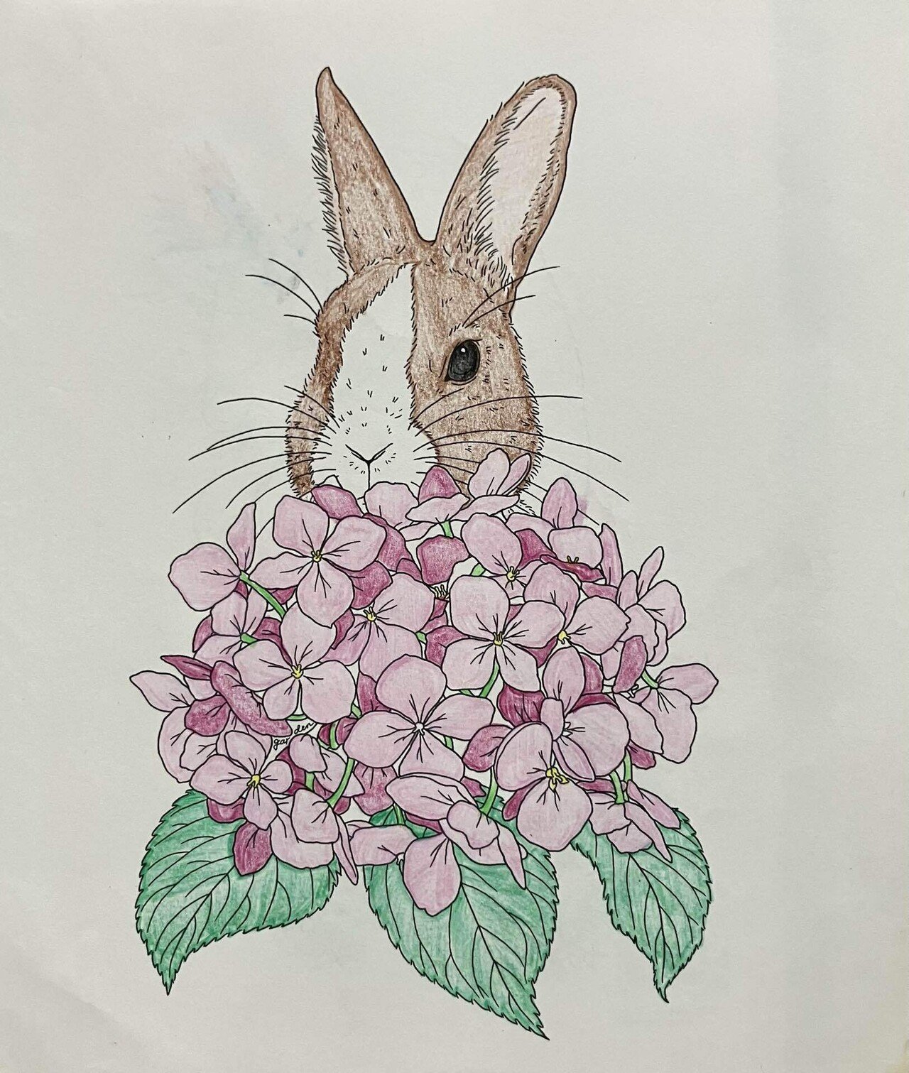 ♡紫陽花とてるてるドレスなうさぎさん♡シーグラスアート ほこっ
