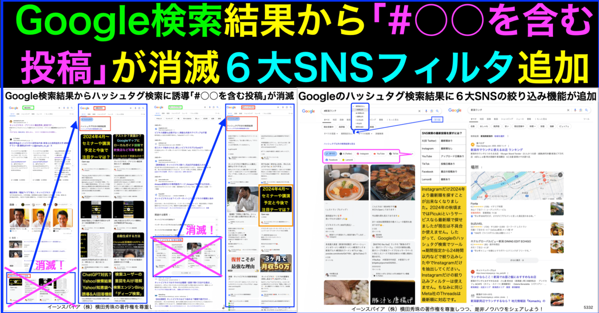 Googleハッシュタグ検索結果に6大SNSの絞り込み機能が追加 ｜(新潟県