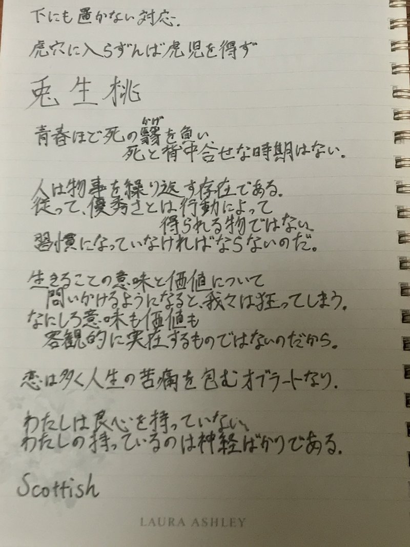 自分の字を愛する 玲菜 Note