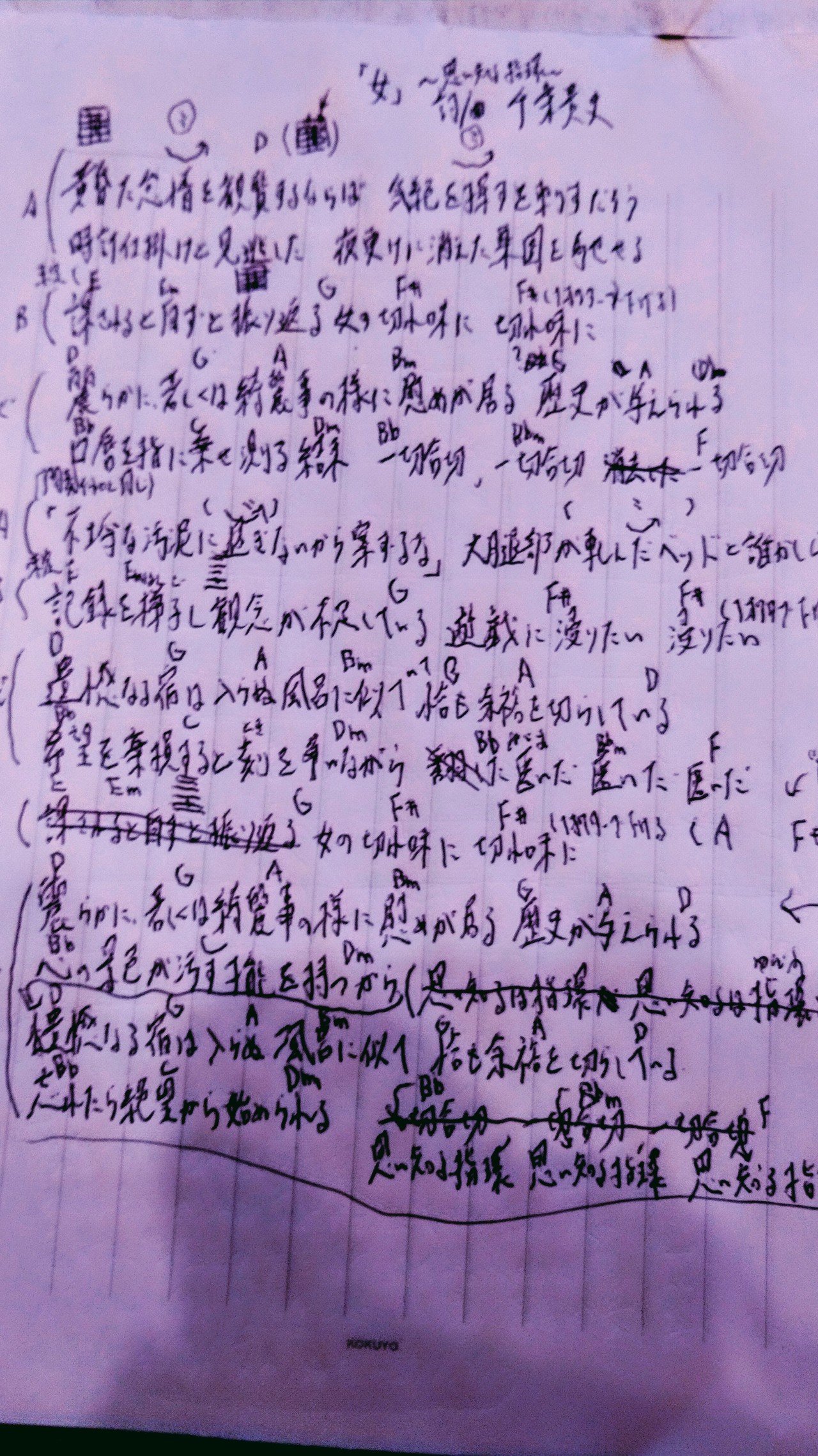 新年の新曲 2発目を詞は現代詩の 詩作 として歌詞は 女 思い知る指環 から抜粋し修正し仕上げました 作曲はaメロは穏やかな コード進行で Bメロは少し暗めは否めなかったかなと でサビは一応 千葉貴史 Takashi Chiba Note 新年の新曲 2発目を詞は現代詩の 詩作 として歌詞は 女 思い知る指環 から抜粋し修正し仕上げました 作曲はaメロは穏やかな コード進行で Bメロは少し暗めは否めなかったかなと でサビは一応 千葉貴史 Takashi Chiba Note