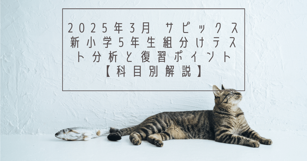 2025年3月 サピックス新小学5年生組分けテスト分析と復習 2025年3月 サピックス新小学5年生組分けテスト分析と復習