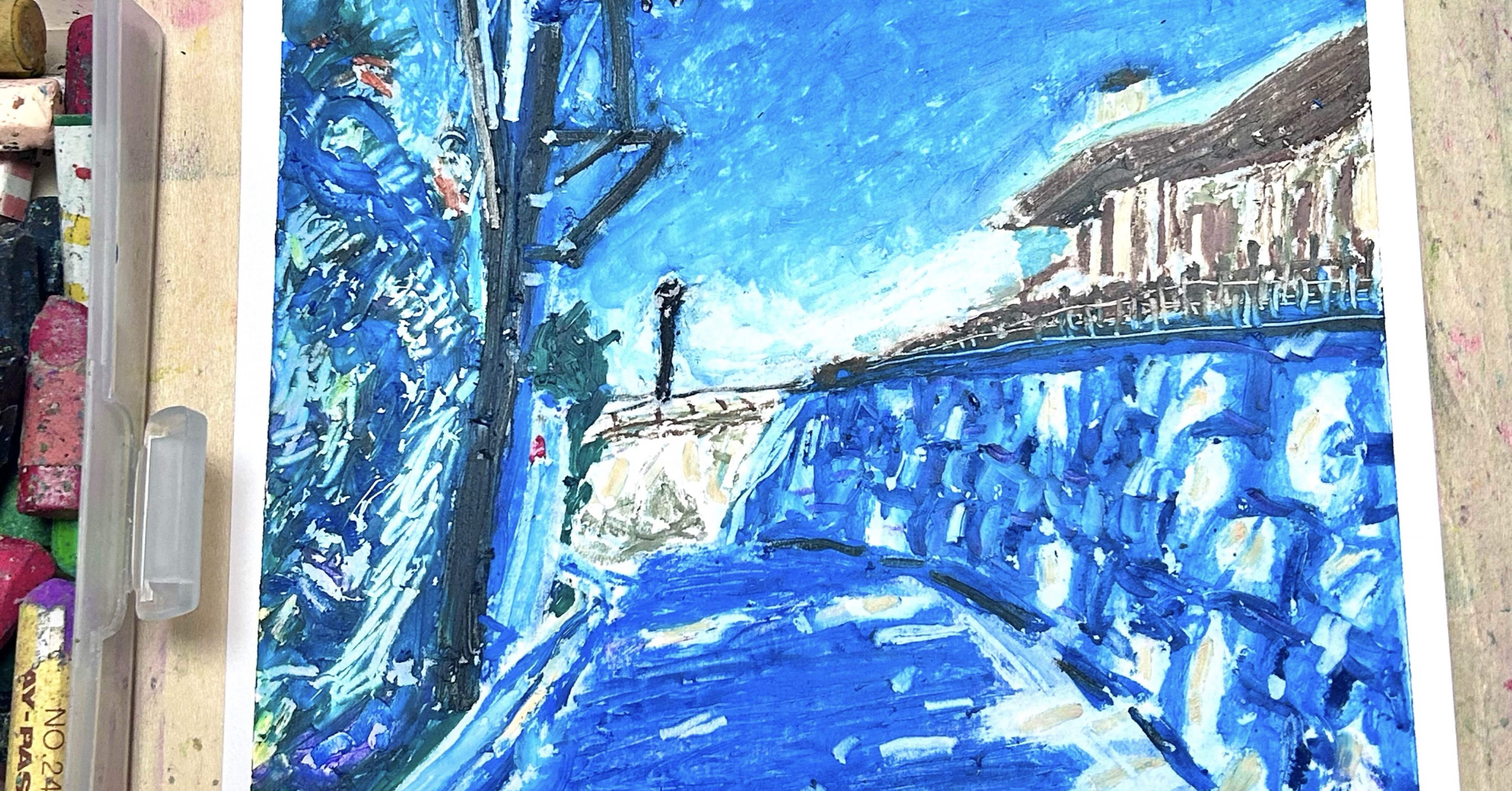 パステル画】三浦市三崎町の道｜空想だいあぱ案内人kuramaippei