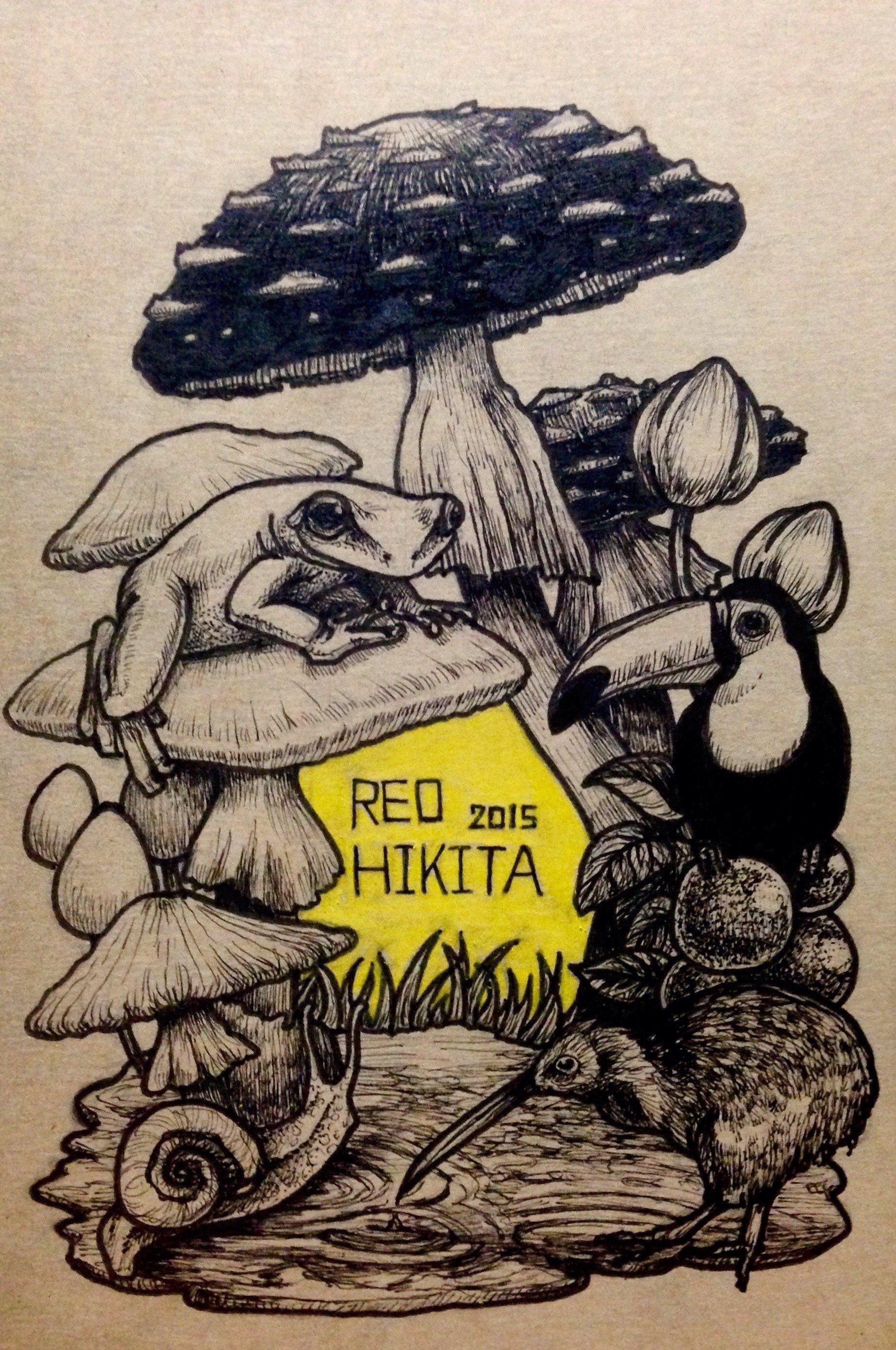 カエルやキノコの絵など 無分類 色鉛筆 引田玲雄 Reo Hikita Note