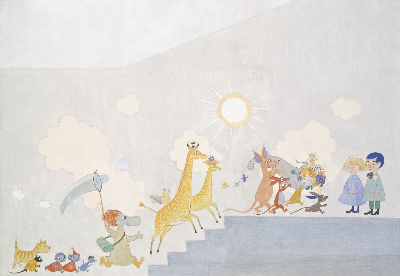 ムーミン アウロラ病院壁画 ポスター フィンランド トーベ・ヤンソンとムーミン展 コケムスにお日さまはいくつある？｜メッツァ metsä（ムーミンバレー