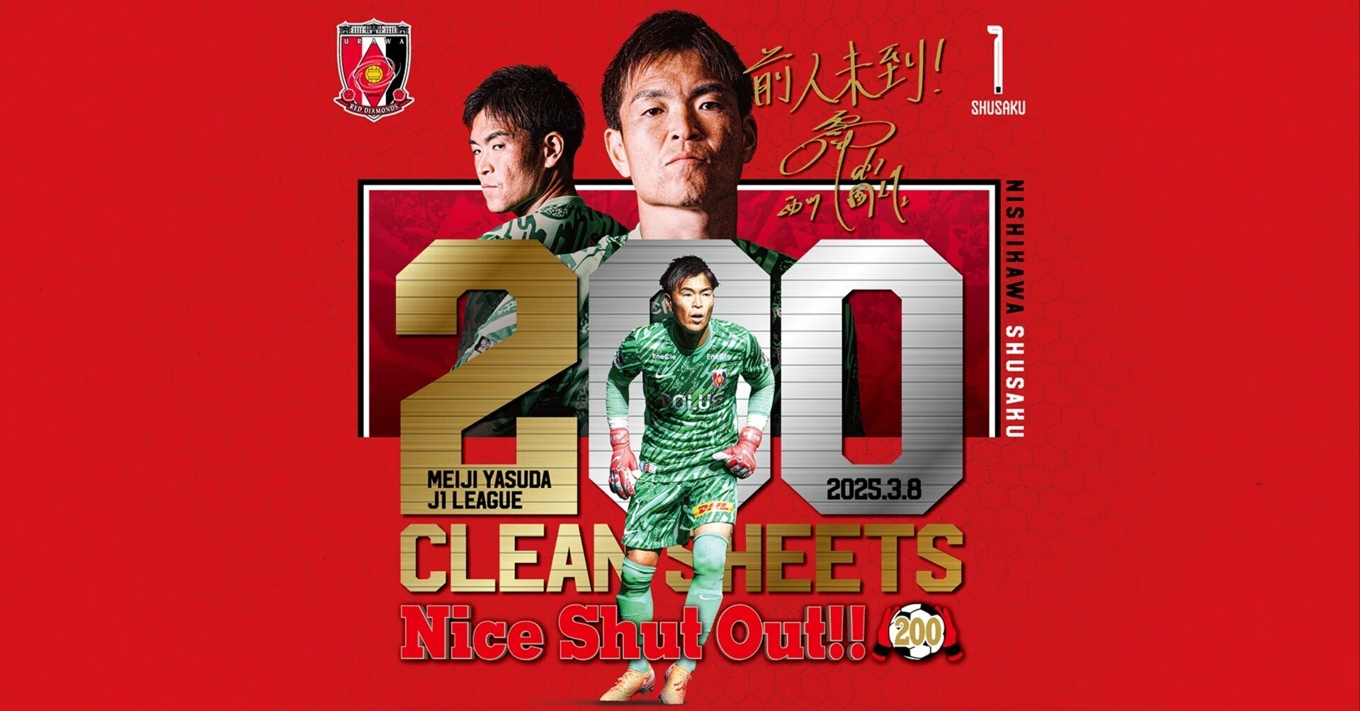 西川周作 J1リーグ200クリーンシート達成｜paixao