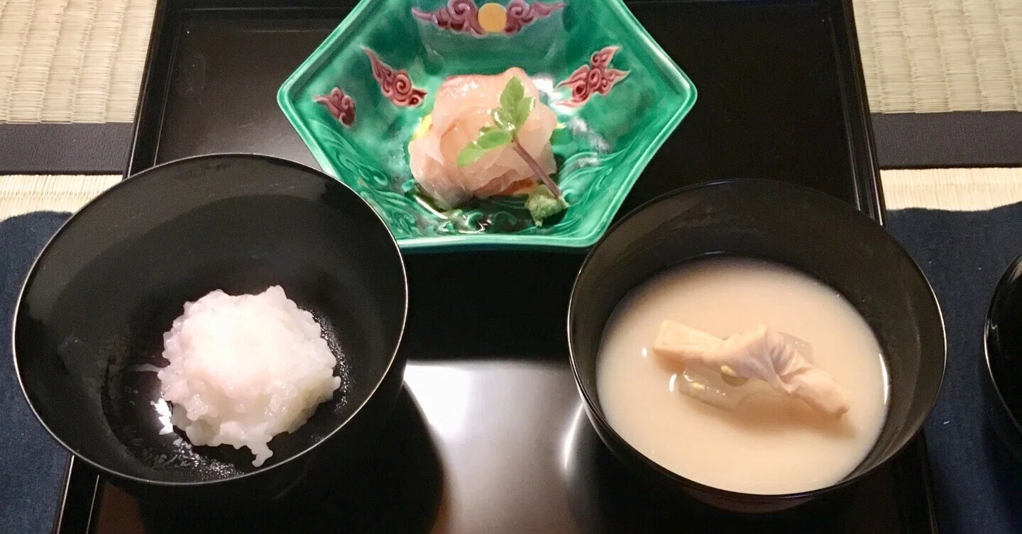 懐石膳 カンナ目 溜塗 利休好写 五客