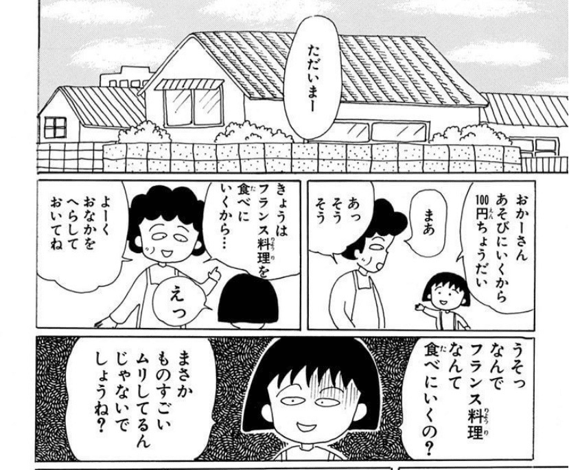 e680- ちびまる子ちゃんセル画 みんなでフランス料理を食べに行く 令和