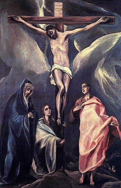 El_Greco_-_Christ_on_the_Cross_with_the_Two_Maries_and_St_John_ エル・グレコ　十字架　キリスト　イエス