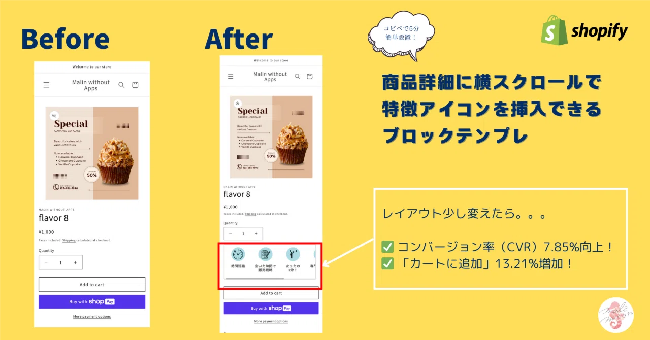 Shopify]商品詳細に横スクロールで特徴アイコンを挿入できるブロック