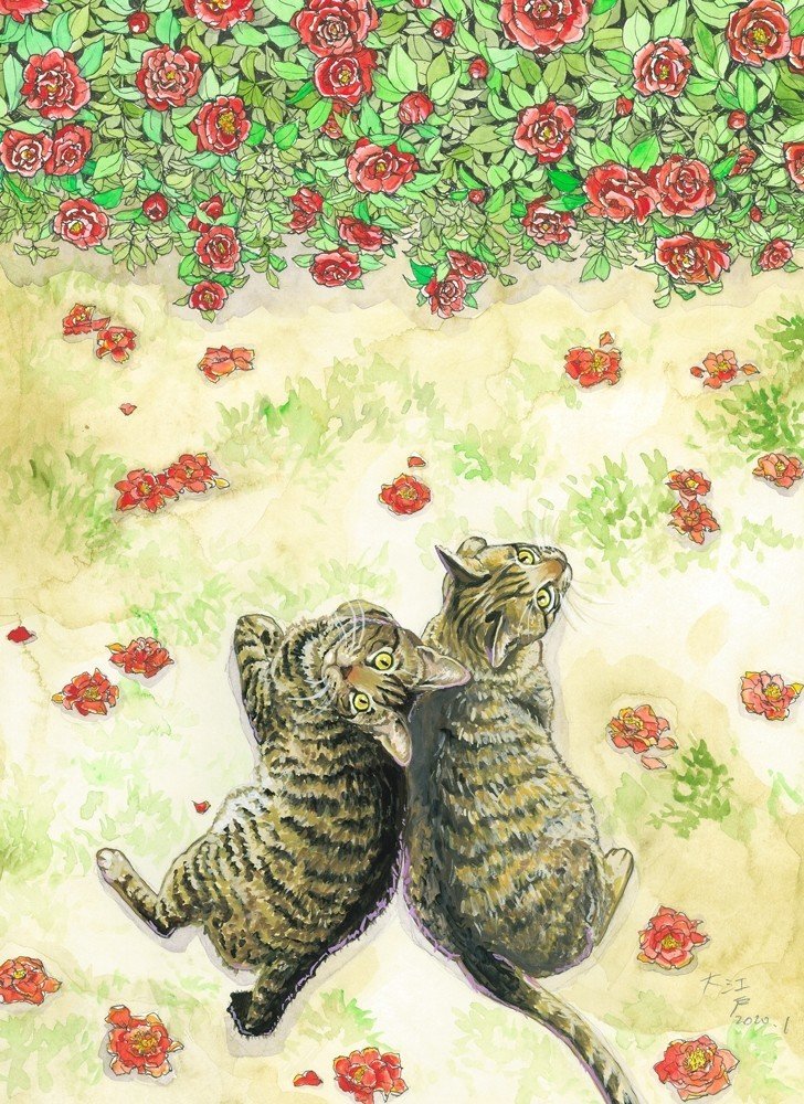 今月も鷺ノ宮のカフェMUSAさん（　https://www.cafemusa.com/　）で絵を展示していただいております。西武新宿線　鷺ノ宮近辺に行かれる方、是非お立ち寄りください。ペン+透明水彩、猫はアクリルガッシュ。