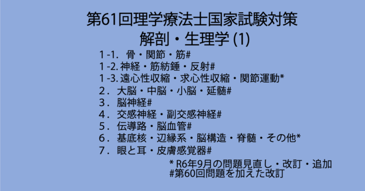 第61回理学療法士国家試験対策 解剖・生理学(1) （過去問題集と