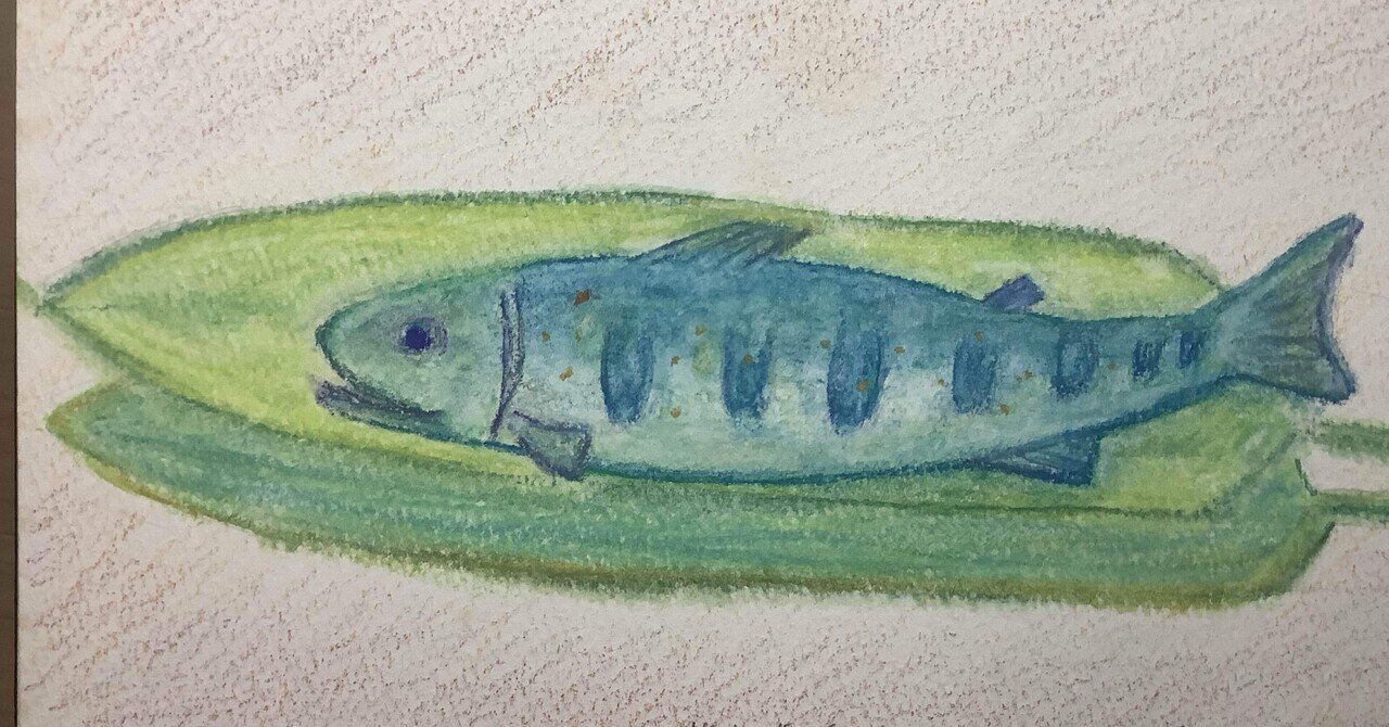 北海道の渓流に住む魚透明水彩画