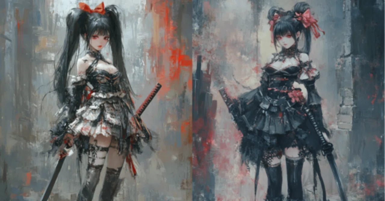 [Midjourney] Copycat for 100 yen. Prompt Buffet. 60. Twin-Tail Sword ...