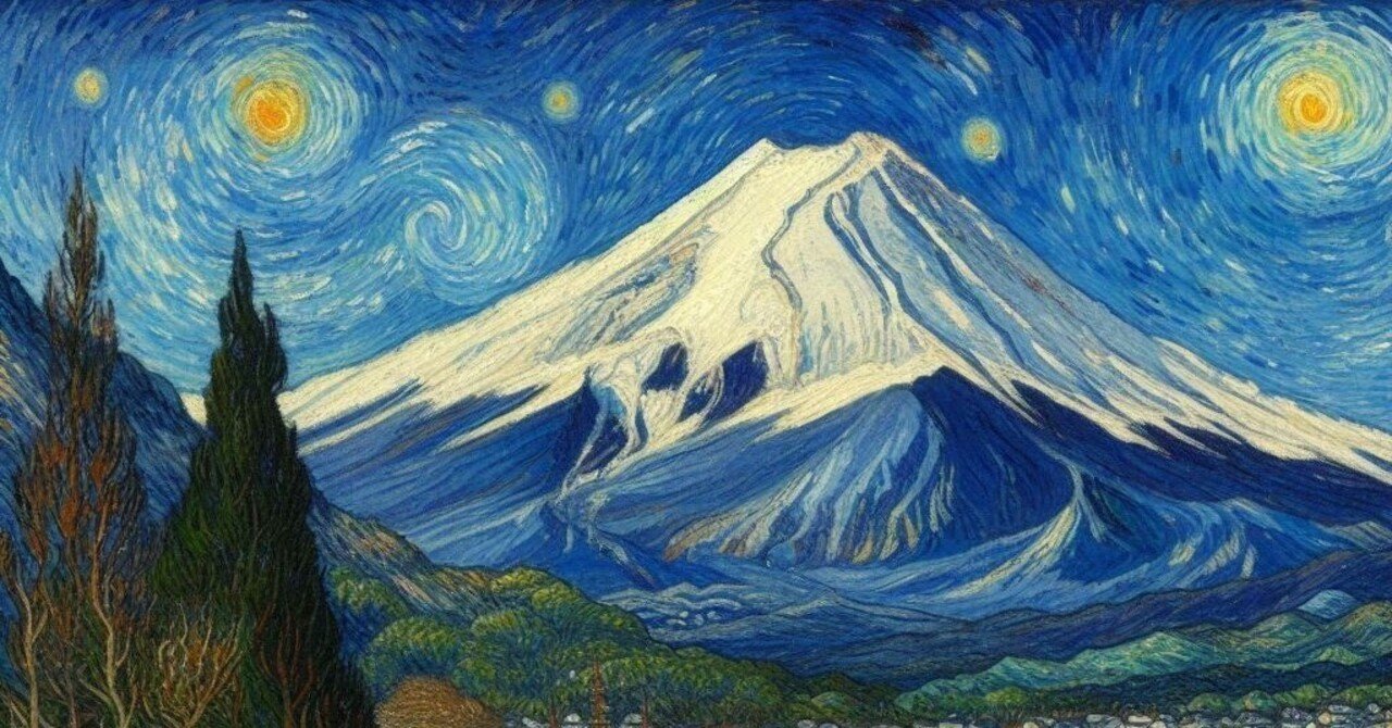 私が描いた　夜の富士。　ずっと描きたかった絵でした。 ゴッホが描いた富士山』｜せいのほう