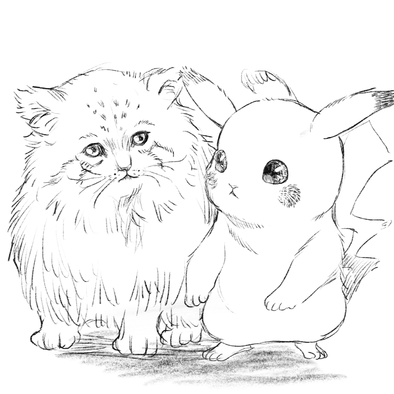 ピカチュウとマヌルネコ えり Note