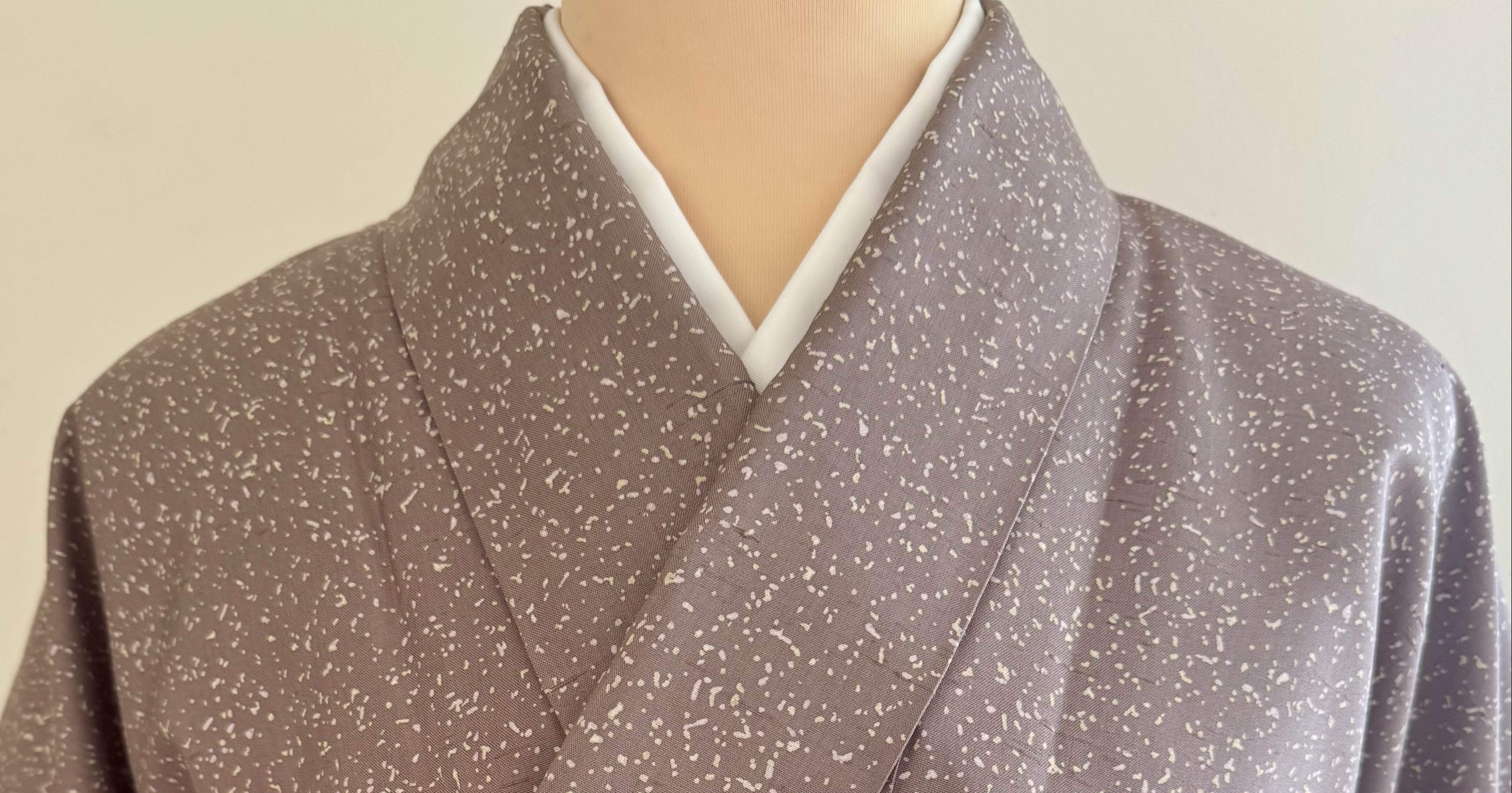 灰紫色にたたきの牛首紬｜夢吉きもの