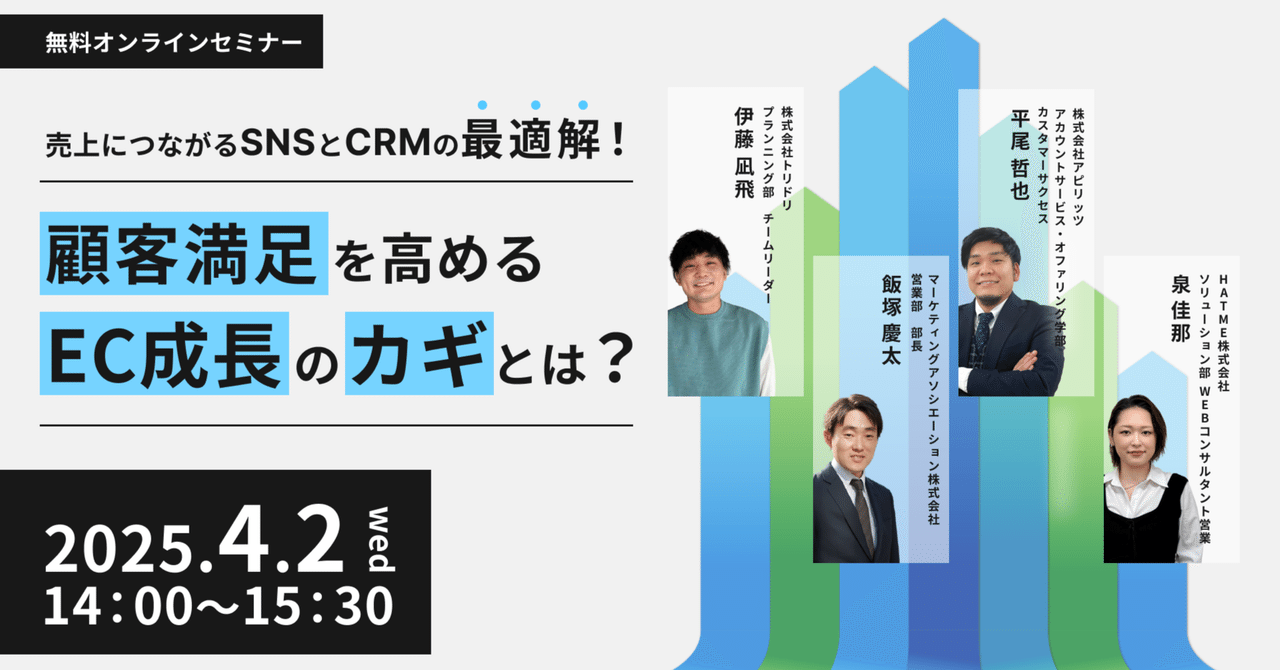 ウェブセミナー『売上につながるSNSとCRMの最適解！顧客満足を高めるEC成長のカギとは？』を2025年4月2日に開催！