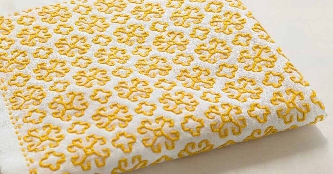 himej　ヌビ　イエロー×マーガレット　刺繍ヌビ　３点 趣味の時間／刺し子『マーガレット』｜Yukiまむ