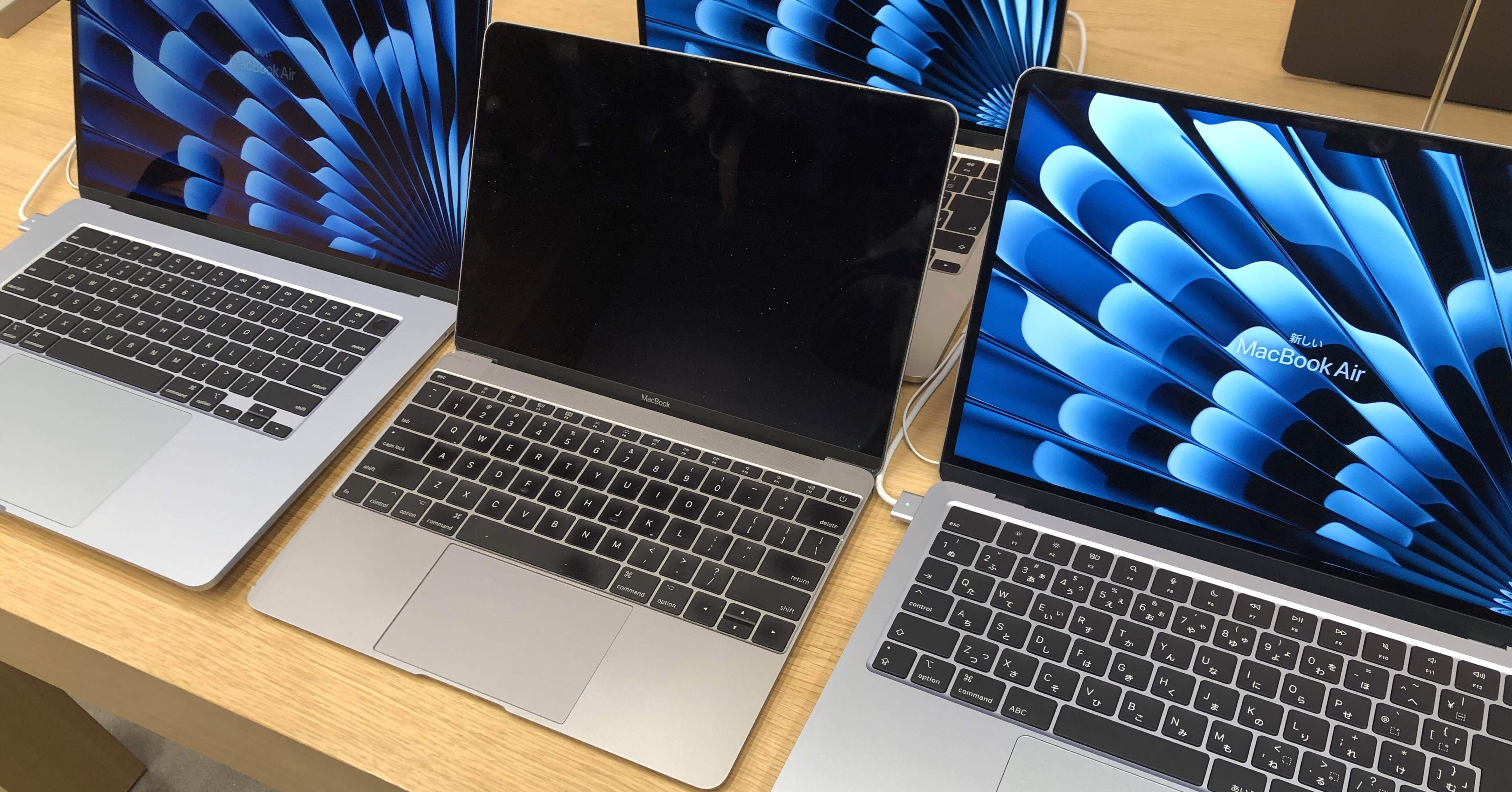 MacBook12インチを最新のM4 MacBook Airと並べてみた(並べてみただけ