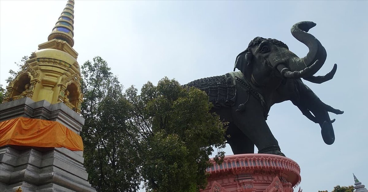タイ国 三頭象 インドラの神 エラワンの象 タイ国の骨董品