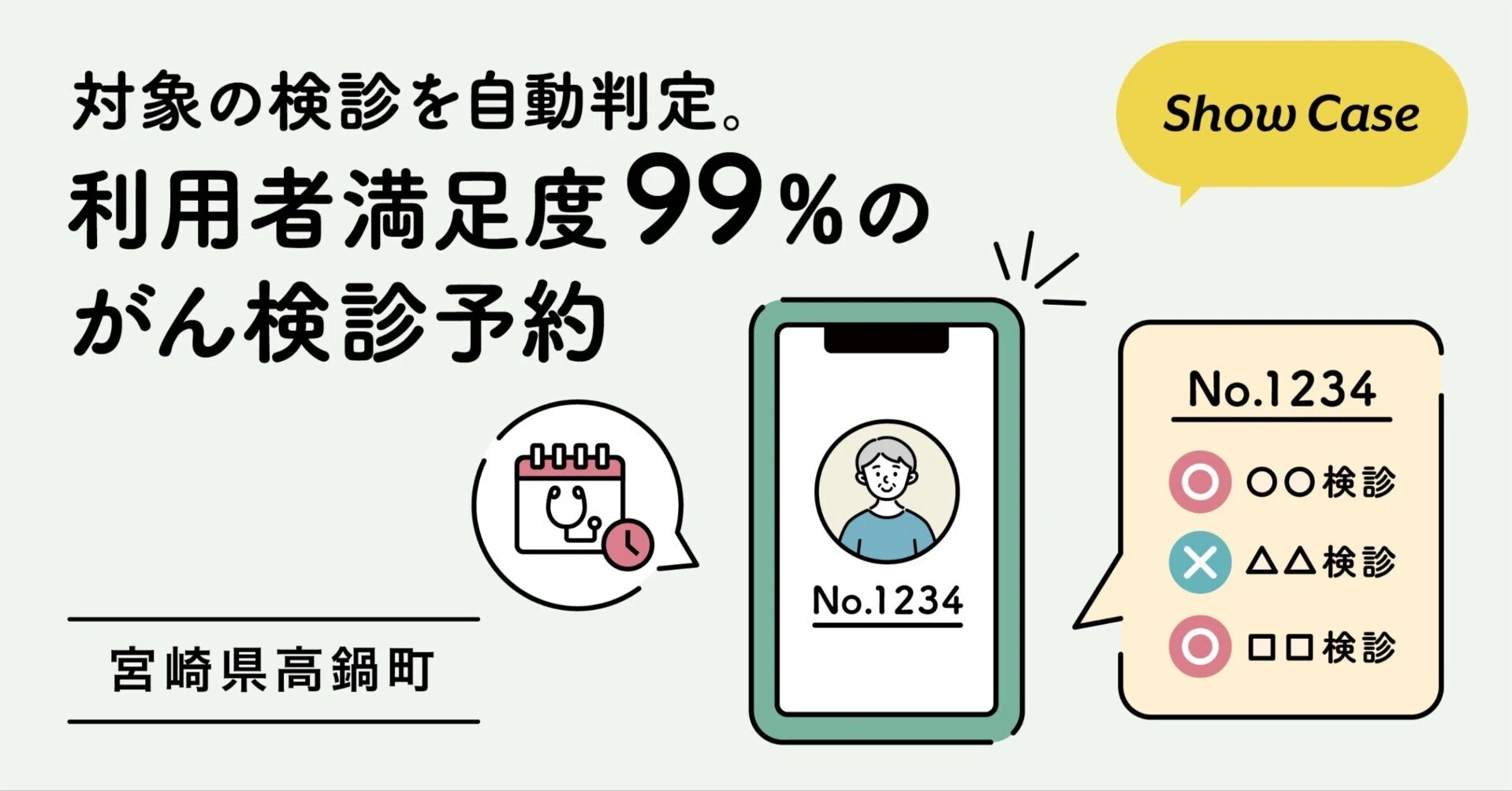 宮崎県高鍋町】対象の検診を自動判定。利用者満足度99％のがん検診予約