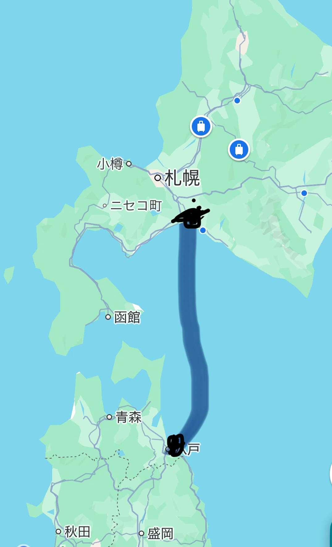 苫小牧 から 八戸