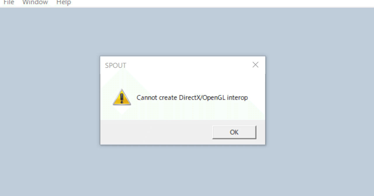 Spoutで「Cannot create DirectX/OpenGL interop」エラーが出たときの
