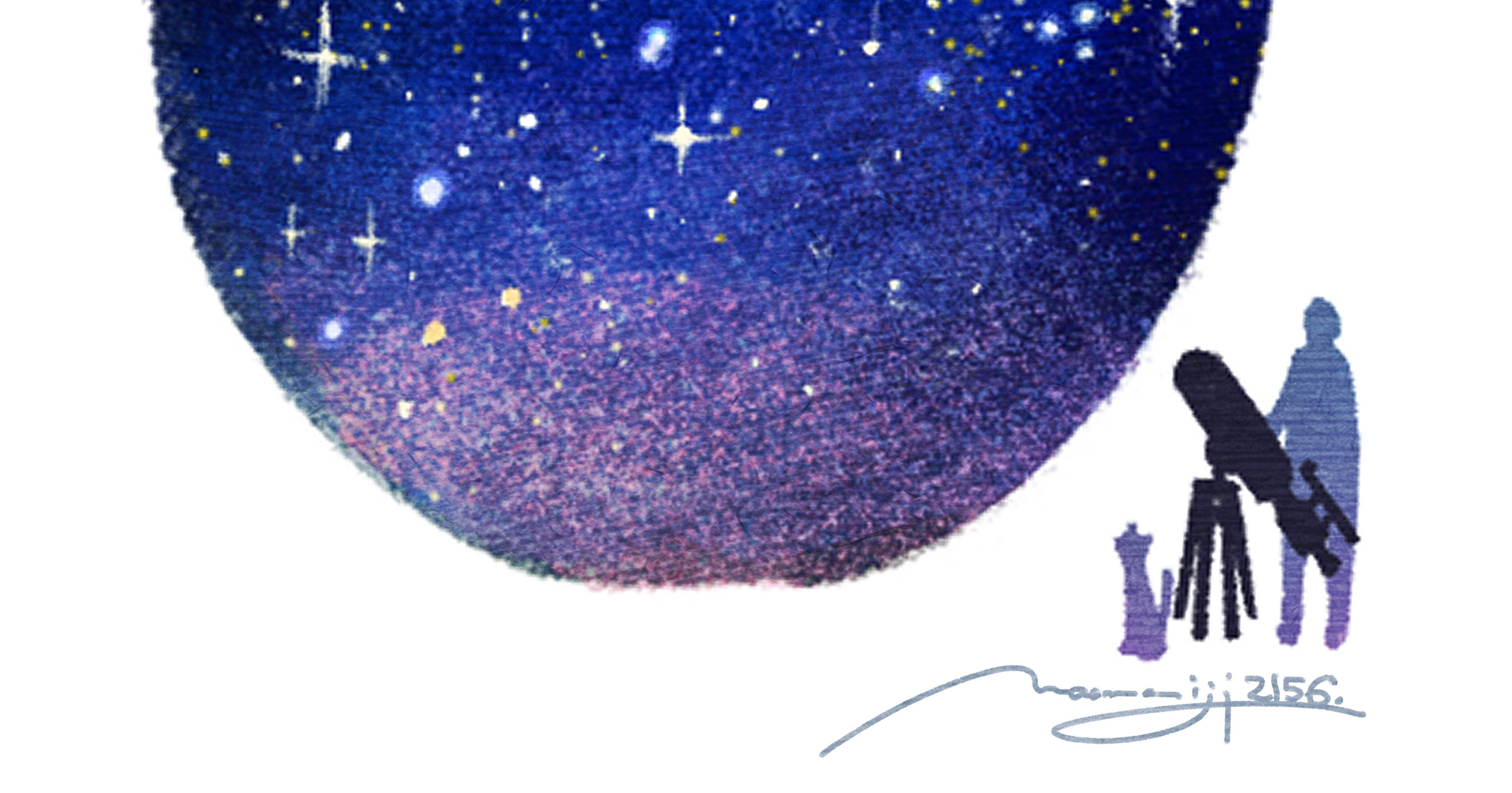 絵画★原画（1点限り）「宇宙と星『キセキのリンゴ』」（2021年11月14日） 絵画☆原画（1点限り）「宇宙と星『キセキのリンゴ