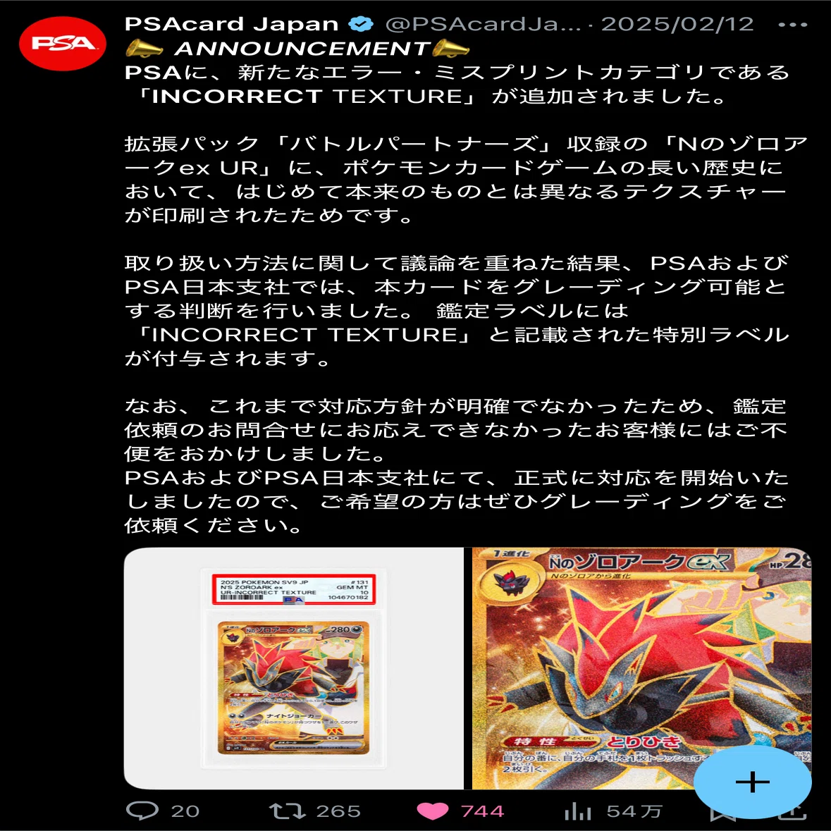 Nのゾロアークex UR 表面SAR加工エラー(縞模様なし) Nのゾロアークex