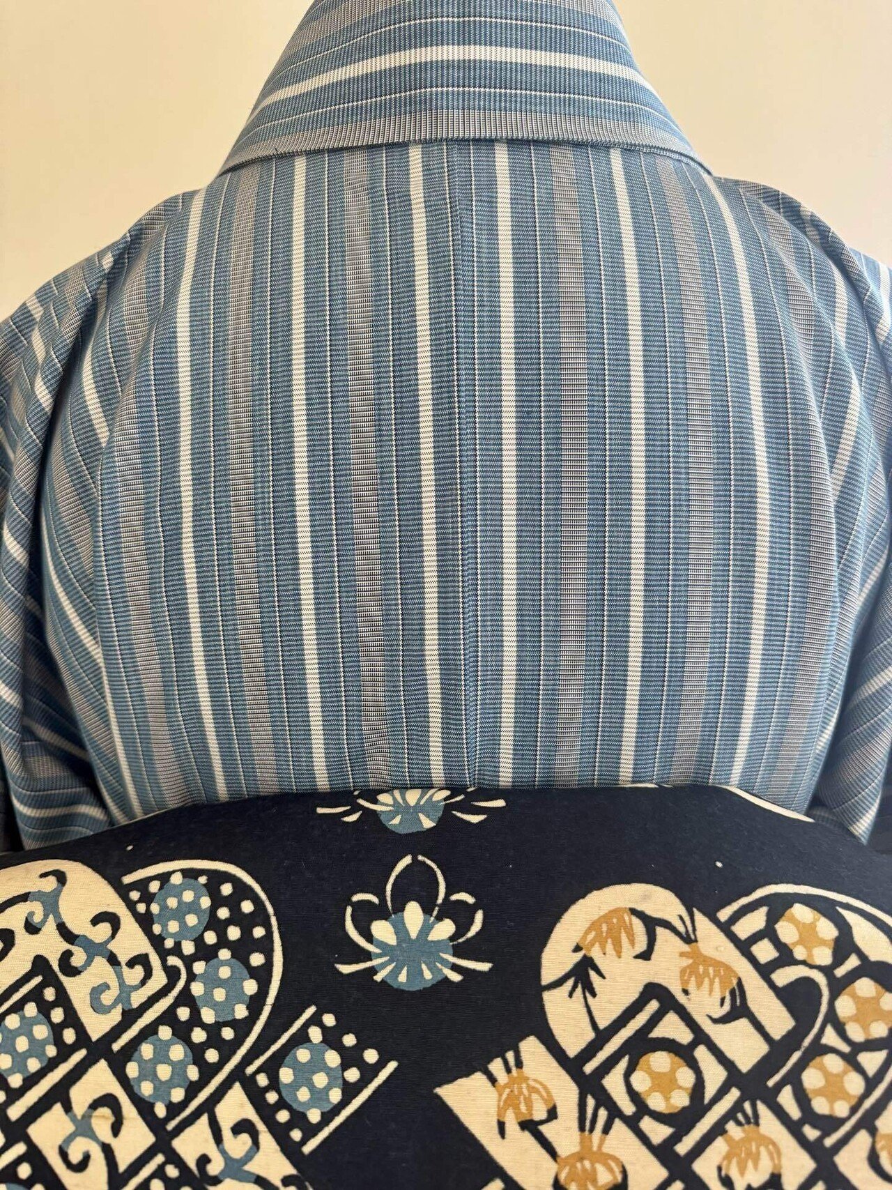 藍の縞大島紬着物｜夢吉きもの