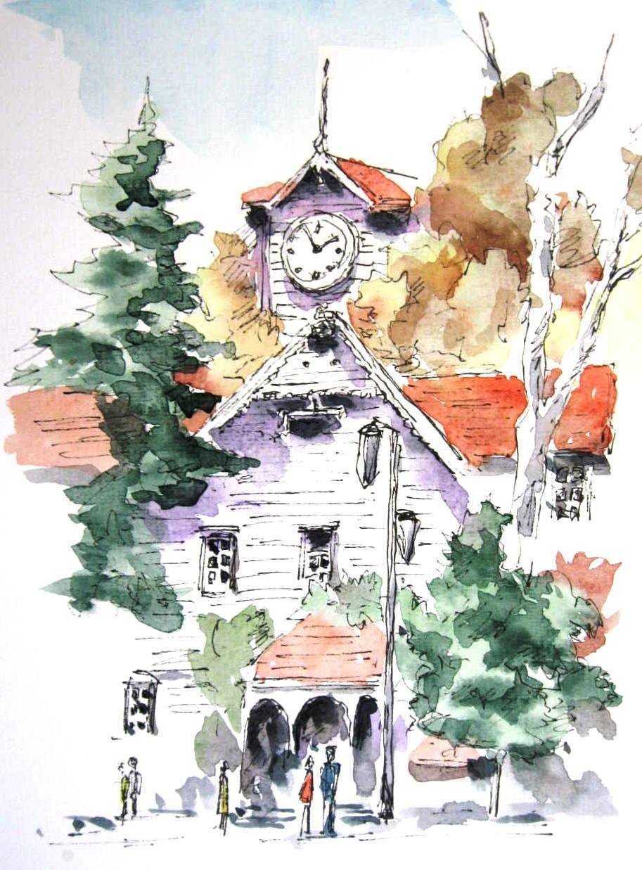 一日一絵 札幌時計台 砂漠渓 Note