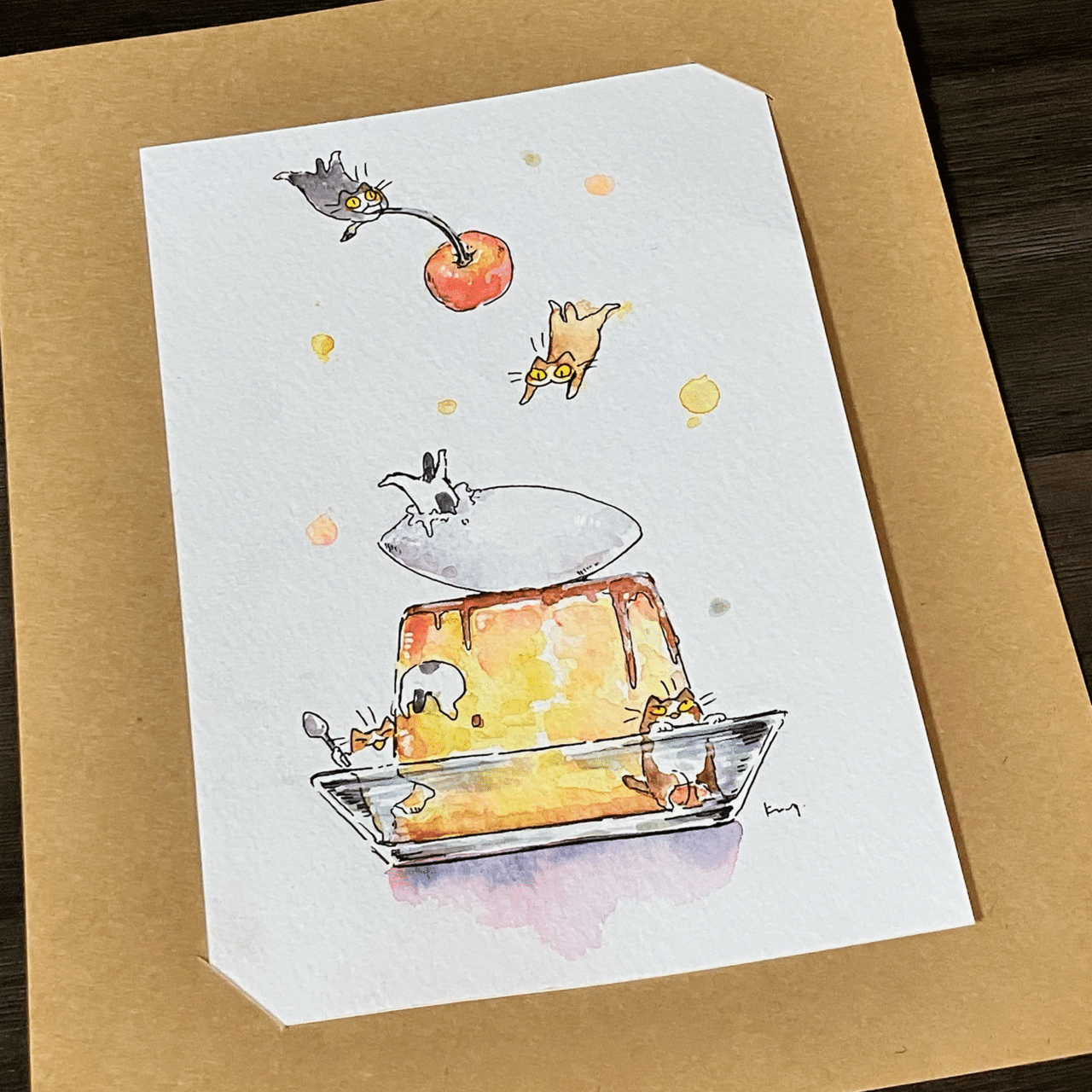 猫の絵　coffeebreak かつきかずお×黒猫ノア 0920＊tea time2 | コーヒー豆と雑貨の店 豆ねこ