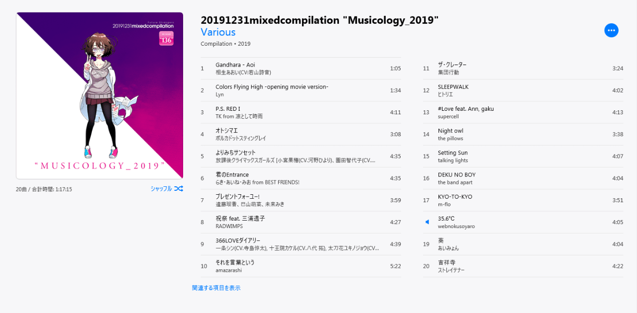 プレイリスト 19年に聞いて刺さったモノ カガミツキ Note