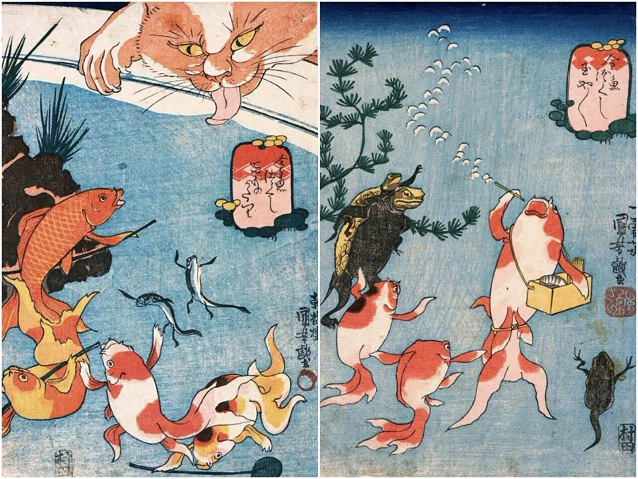 浮世絵師 歌川国芳── 猫と戯れ筆をとる｜お江戸隠居猫 お玉のにゃん