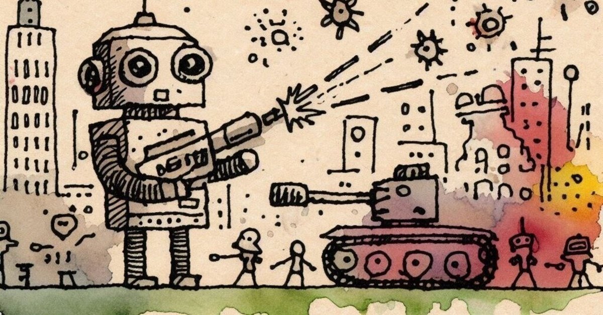 戦闘型ロボット de 市街地 @Image Creator & ImageFX＋