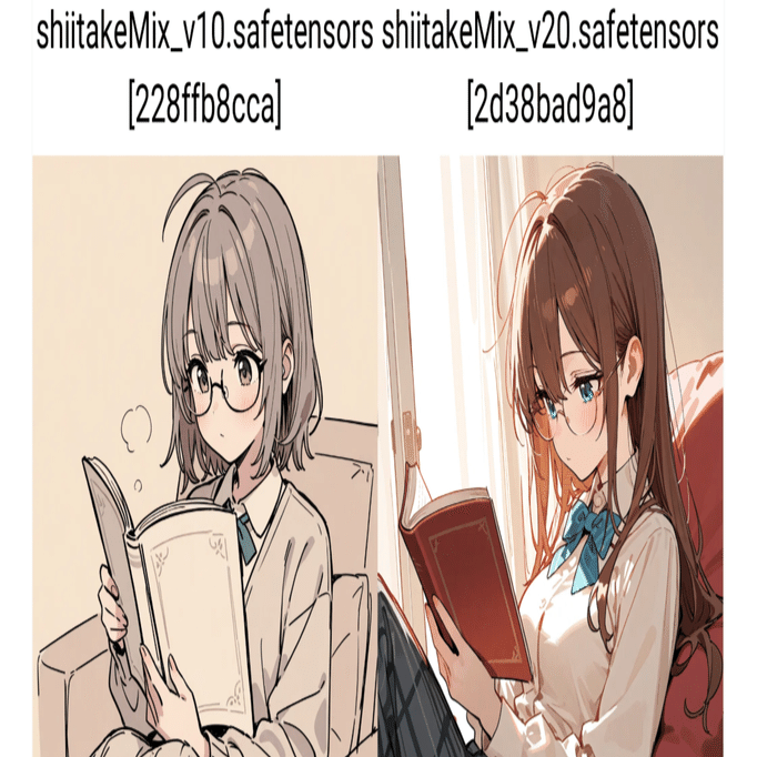 Shiitake-Mix v1.0とv2.0の画風プロンプトの効き方を比較｜RIN
